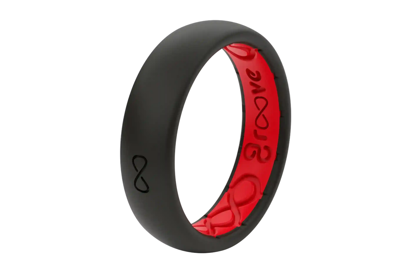 Solid Midnight Black & Raspberry Red Thin Ring
