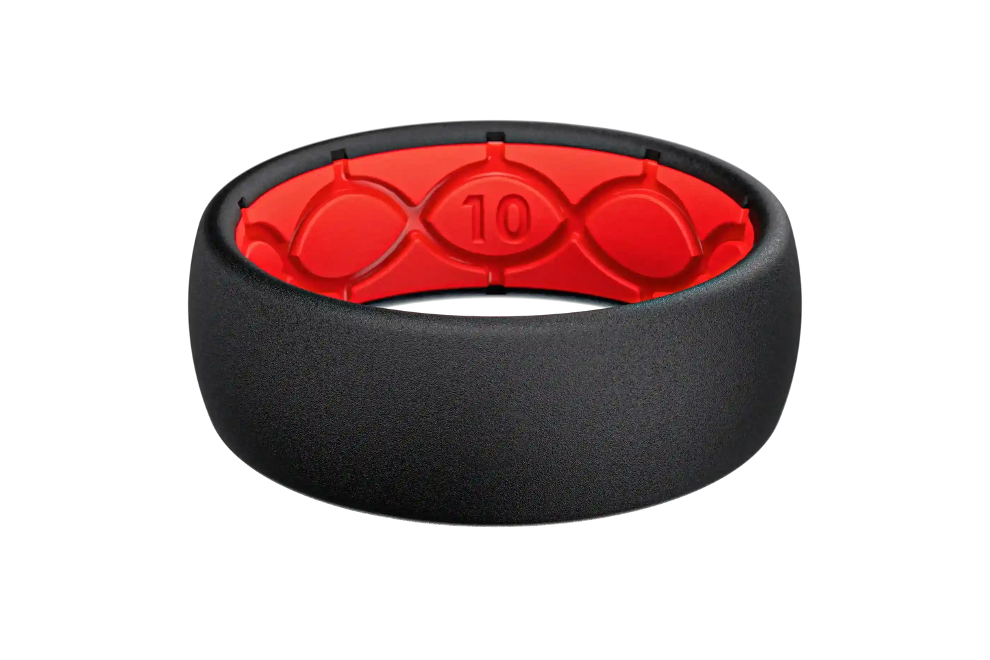 Solid Midnight Black & Raspberry Red Ring