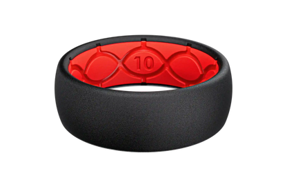 Solid Midnight Black & Raspberry Red Ring