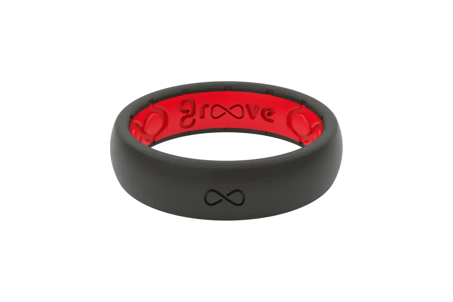 Solid Midnight Black & Raspberry Red Thin Ring