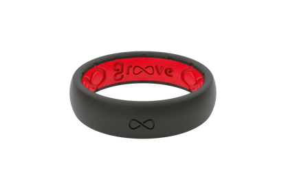 Solid Midnight Black & Raspberry Red Thin Ring