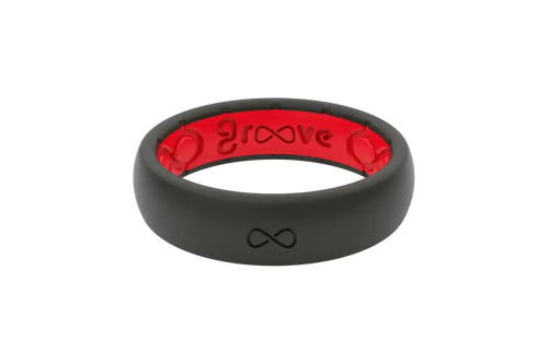Solid Midnight Black & Raspberry Red Thin Ring