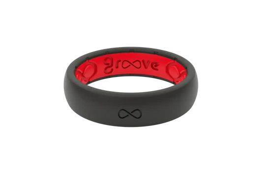 Solid Midnight Black & Raspberry Red Thin Ring