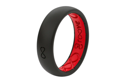 Solid Midnight Black & Raspberry Red Thin Ring